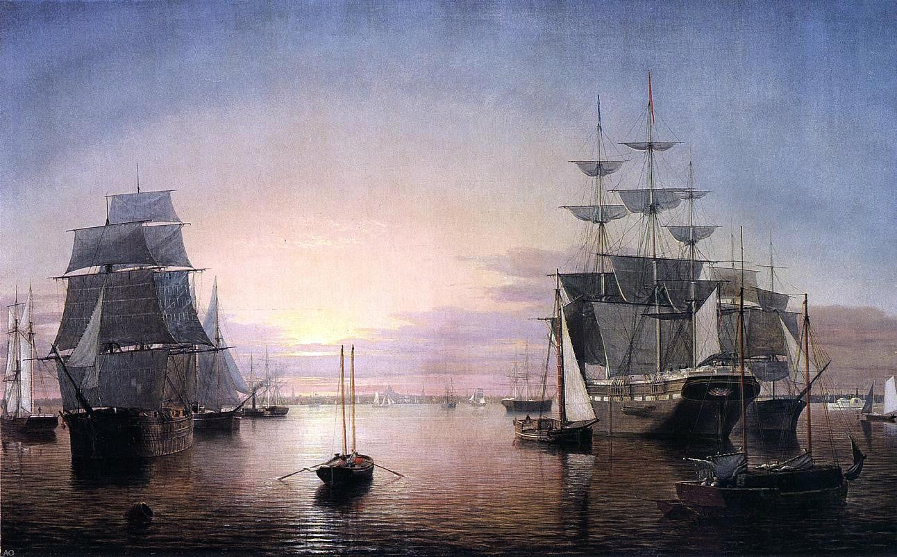 Fitz Hugh Lane Boston Harbor at Sunset - Canvas Print