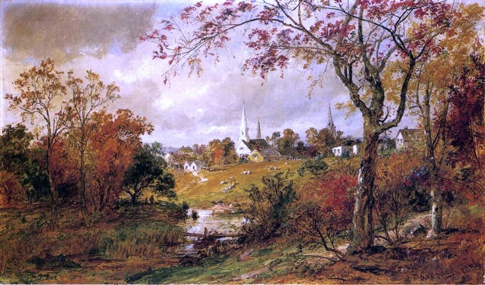 Jasper Francis Cropsey Autumn Landscape - Saugerties, New York - Canvas Print