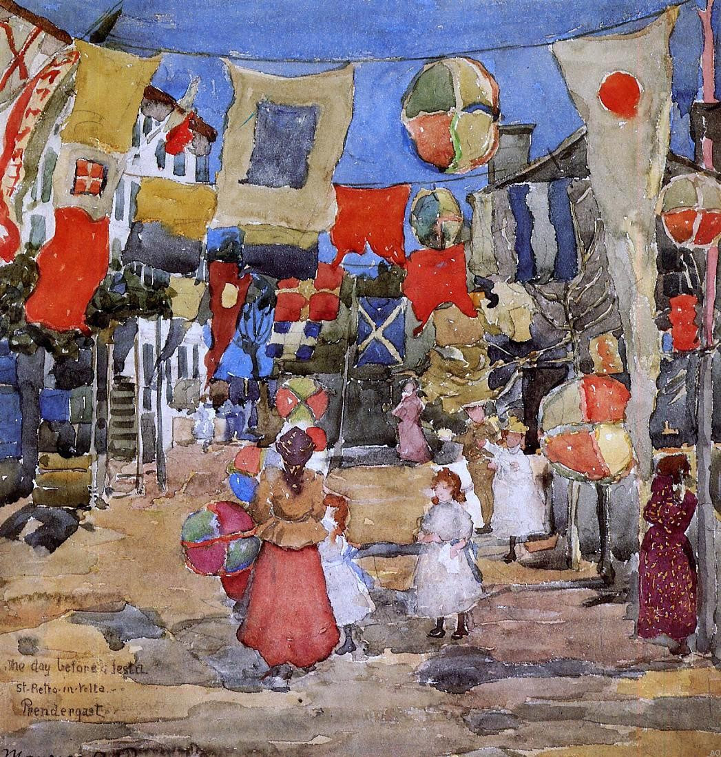 Maurice Prendergast Fiesta - Venice - S. Pietro in Volta (also known as The Day Before the Fiesta, St. Pietro in Volte) - Canvas Print