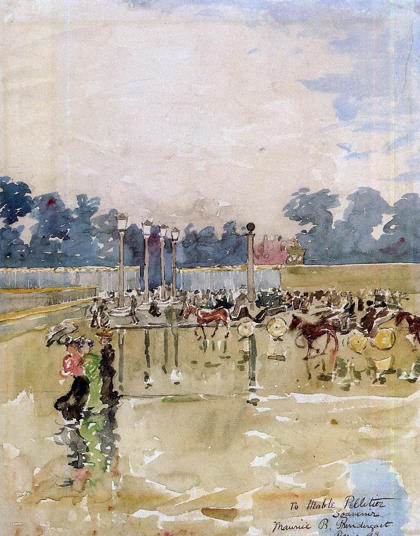 Maurice Prendergast Paris Boulevard in the Rain - Canvas Print