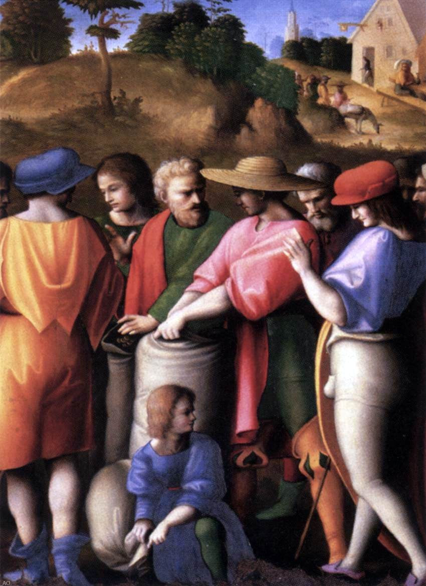 II Francesco Ubertini Bacchiacca Scenes from the Story of Joseph: The Search for the Cup - Canvas Print
