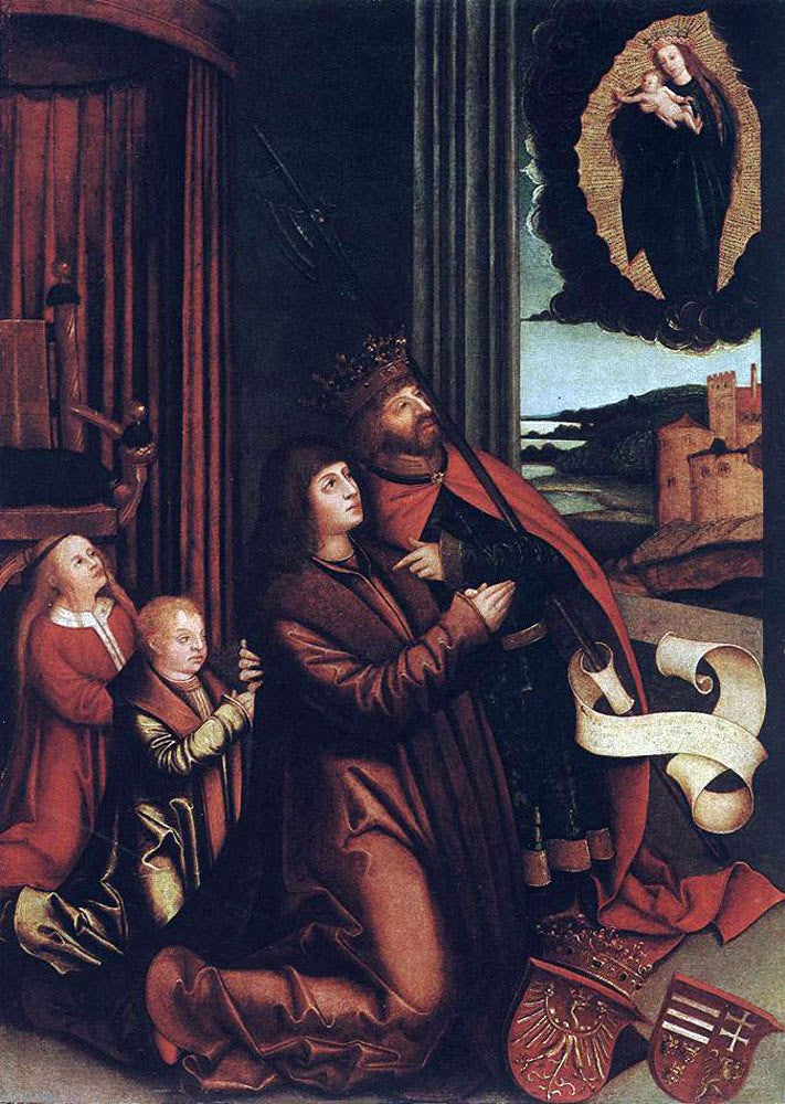 Bernhard Strigel St Ladislas Presents Wladislav II and his Sons to the Virgin - Canvas Print