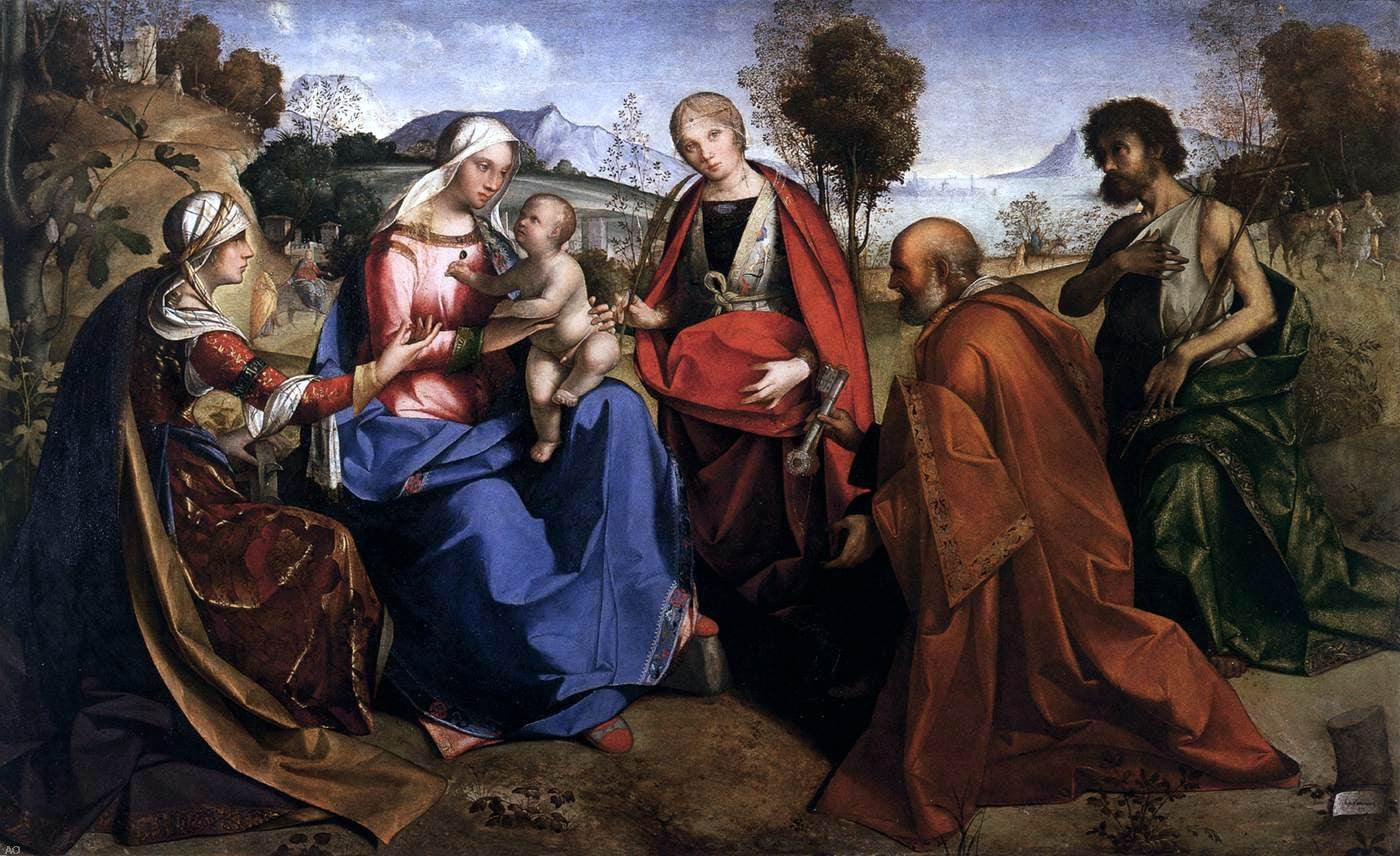Boccaccio Boccaccino Virgin and Child with Saints - Canvas Print