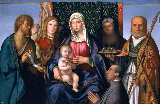 Boccaccio Boccaccino Virgin and Child with Saints and a Donor - Canvas Print