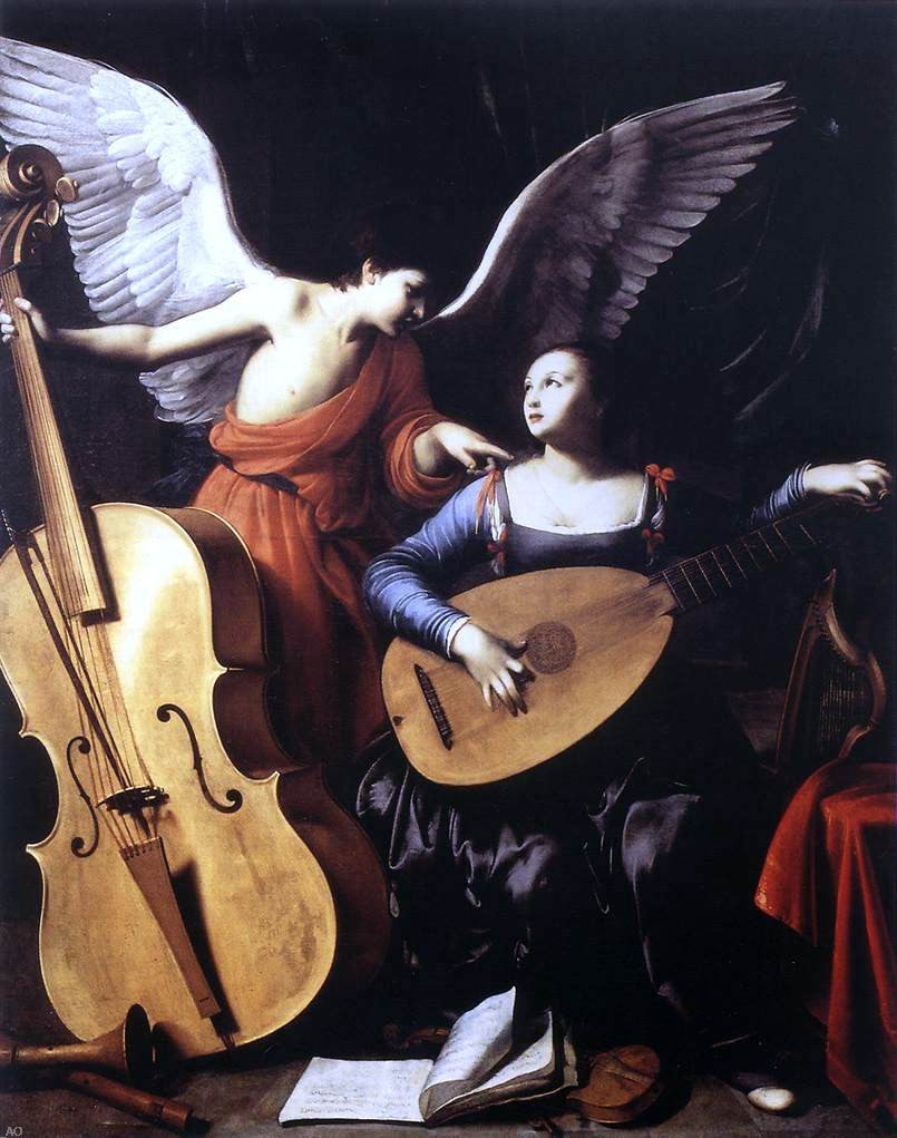 Carlo Saraceni Saint Cecilia and the Angel - Canvas Print