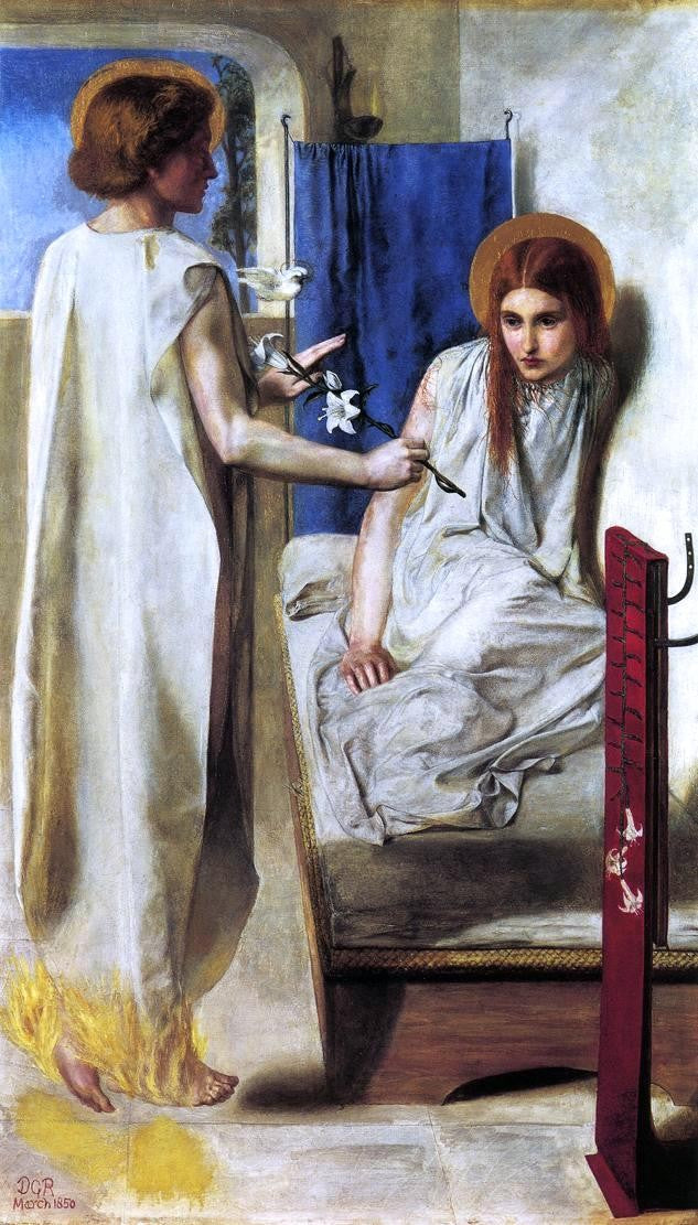 Dante Gabriel Rossetti Ecce Ancilla Domini! (also known as The Anunciation) - Canvas Print
