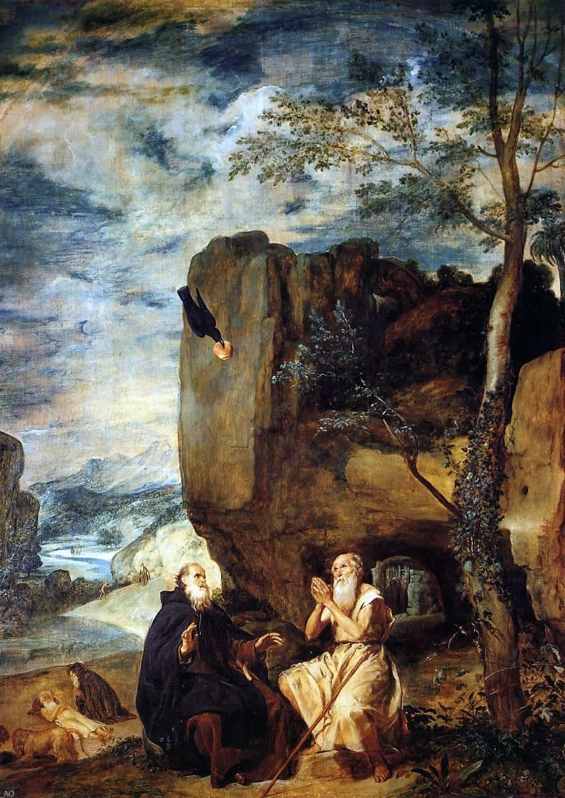 Diego Velazquez St. Anthony Abbot and St. Paul the Hermit - Canvas Print