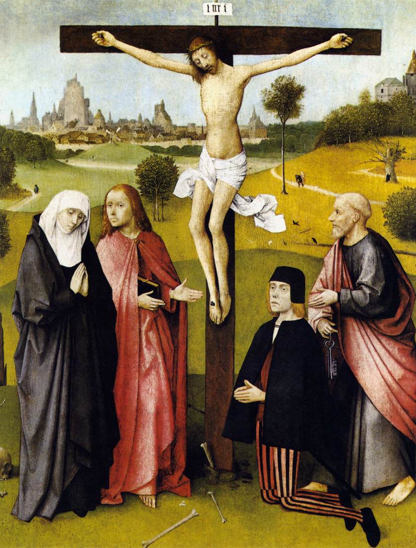 Hieronymus Bosch Crucifixion with a Donor - Canvas Print