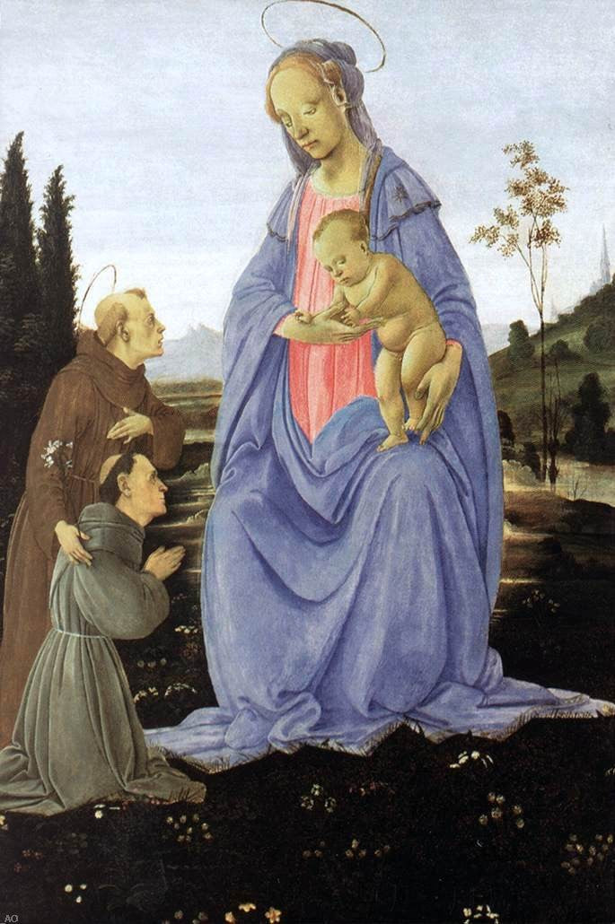 Filippino Lippi Madonna with Child, St Anthony of Padua and a Friar - Canvas Print