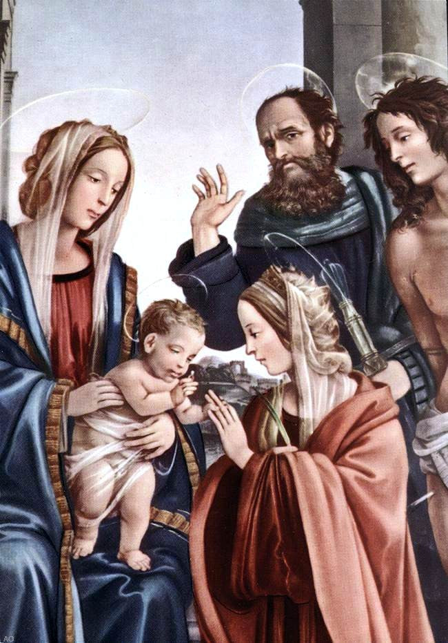 Filippino Lippi The Marriage of St Catherine (detail) - Canvas Print