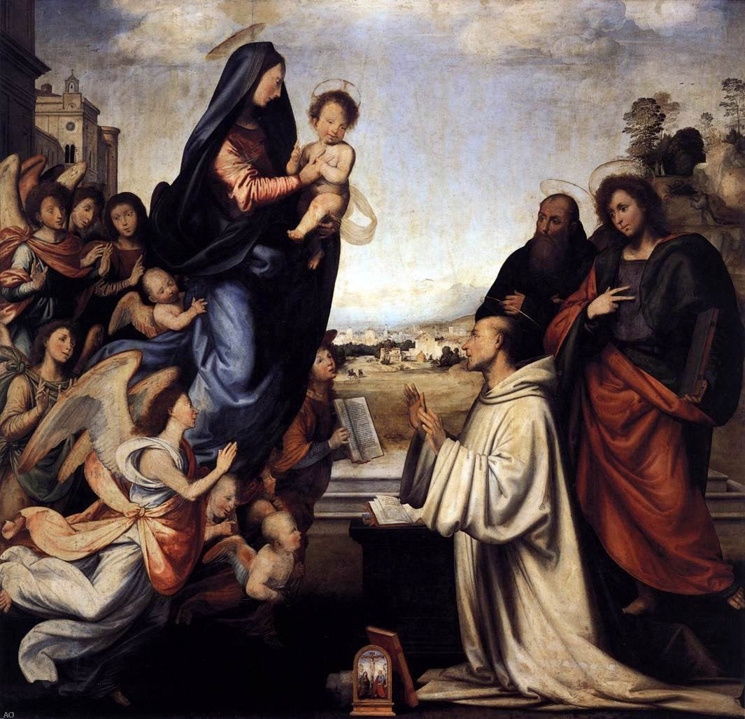 Fra Bartolomeo Vision of St Bernard with Sts Benedict and John the Evangelist - Canvas Print