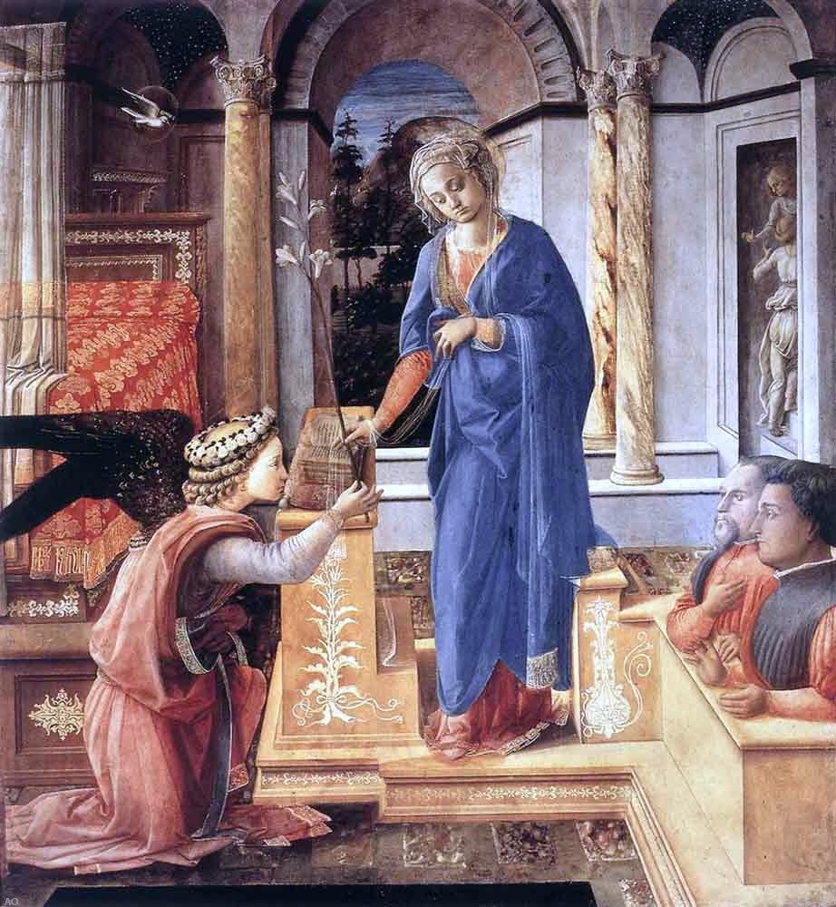 Fra Filippo Lippi The Annunciation with Two Kneeling Donors - Canvas Print