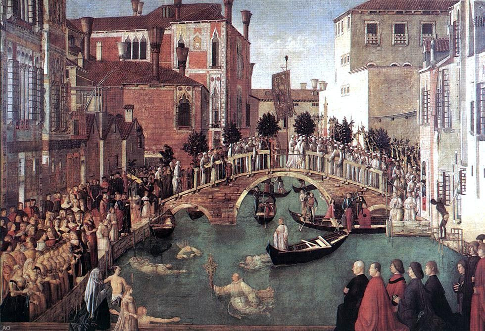 Gentile Bellini Miracle of the Cross at the Bridge of San Lorenzo - Canvas Print