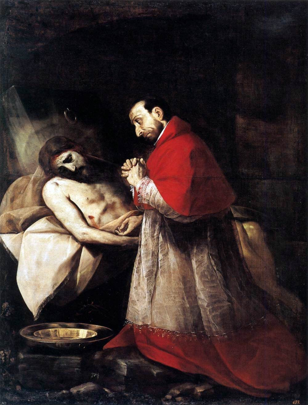Giovanni Battista Crespi St Carlo Borromeo Adoring Christ - Canvas Print