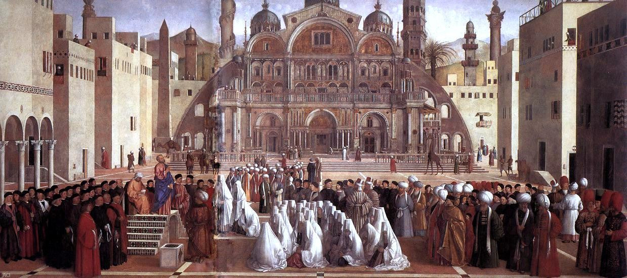 Giovanni Bellini Sermon of St Mark in Alexandria - Canvas Print