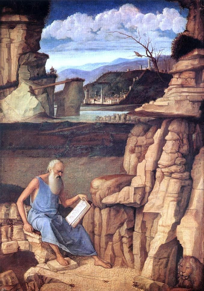 Giovanni Bellini St Jerome Reading in the Countryside - Canvas Print
