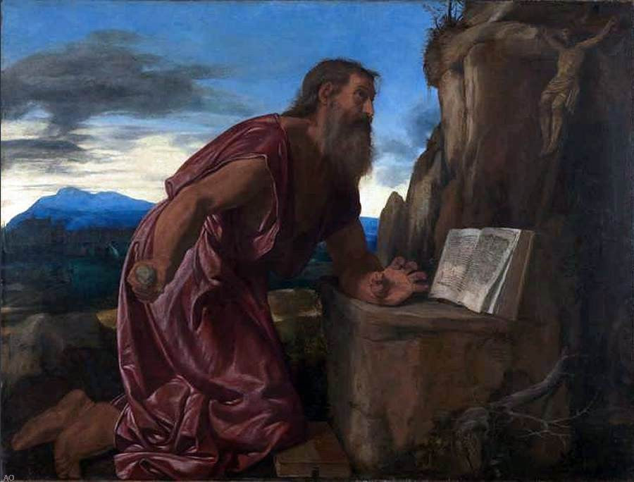 Giovanni Girolamo Savoldo St Jerome - Canvas Print
