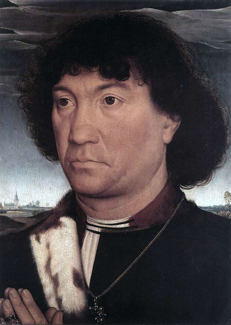 Hans Memling Portrait of a Man at Prayer Before a Landscape - Canvas Print