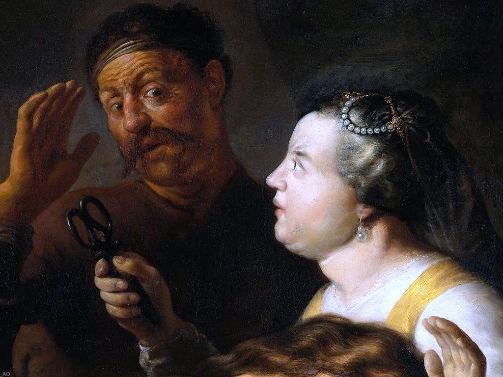Jan Lievens Samson and Delilah (detail #1) - Canvas Print