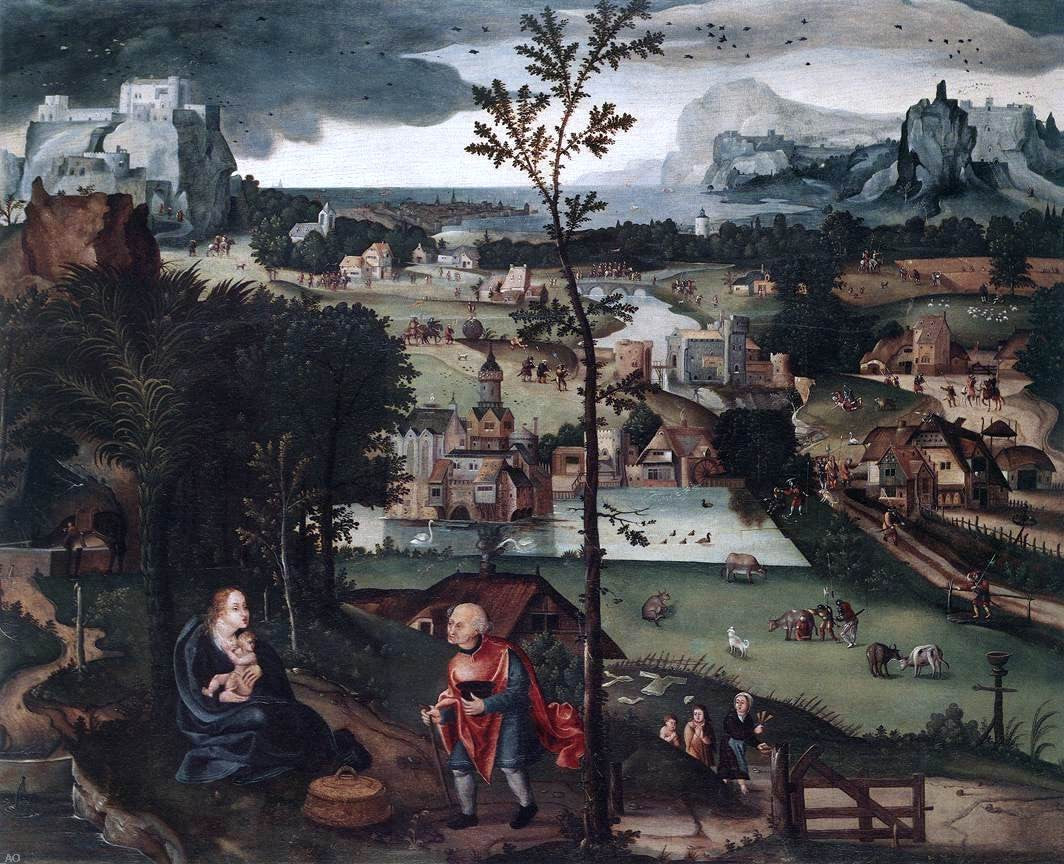 Joachim Patenier Landscape with the Rest on the Flight - Canvas Print