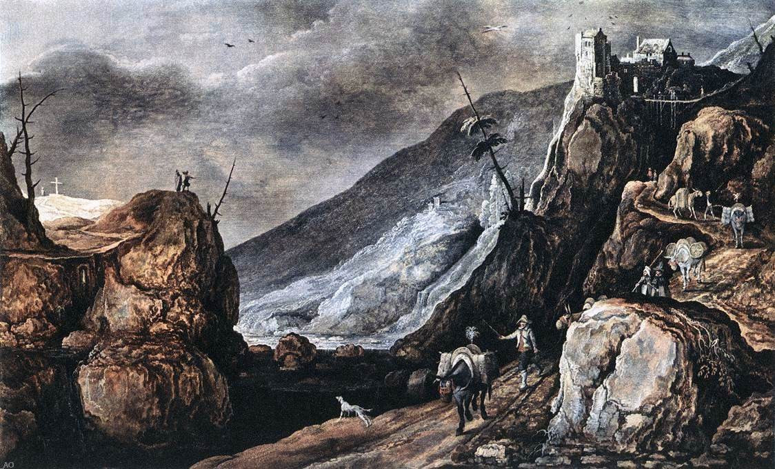 Joos De Momper Landscape with the Temptation of Christ - Canvas Print