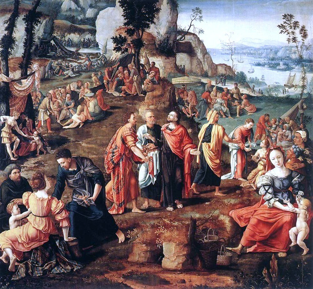 Lambert Lombard The Miracle of the Loaves and Fishes - Canvas Print