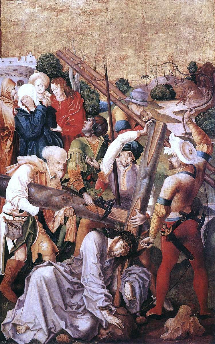 Master M S Christ Carrying the Cross - Canvas Print
