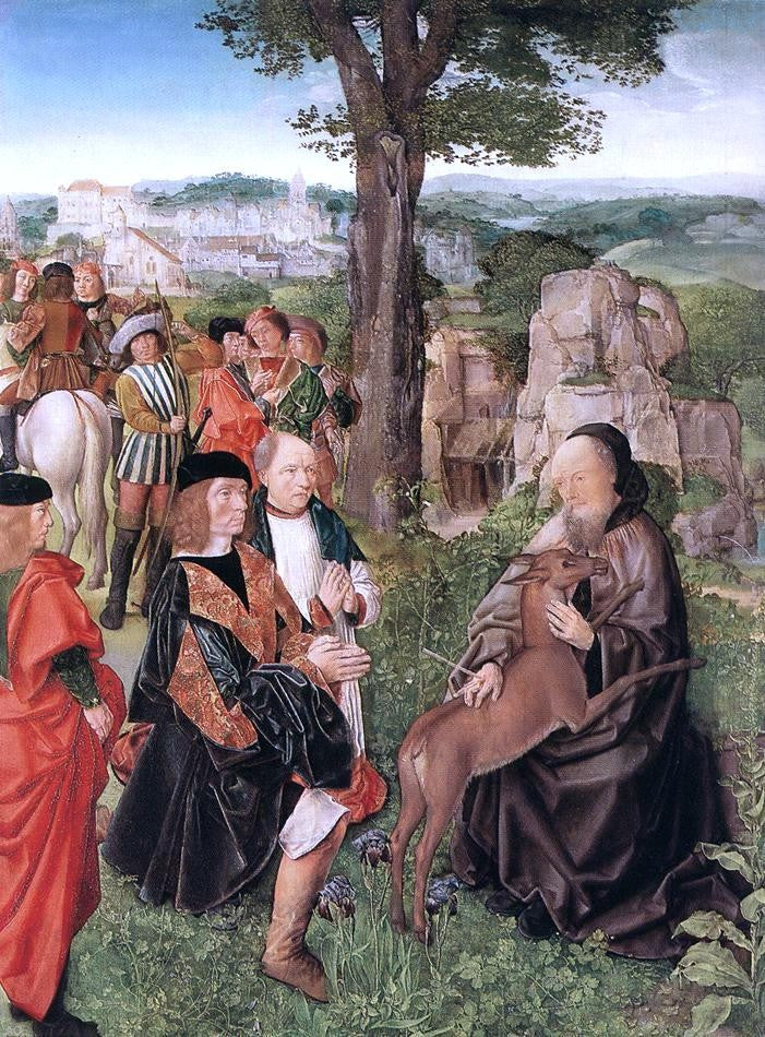 Master Saint Gilles St Gilles and the Hind - Canvas Print