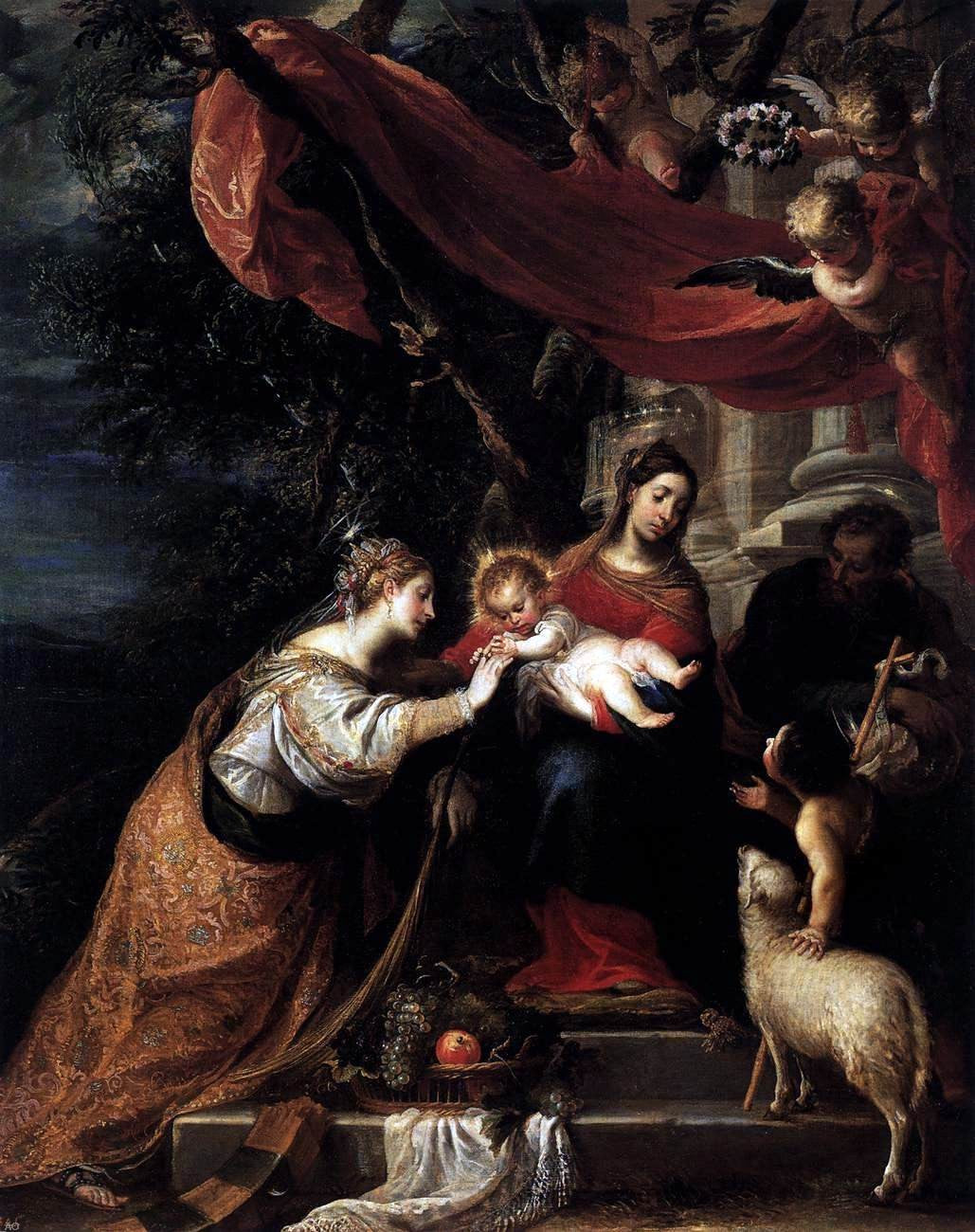 The Younger Mateo Cerezo The Mystic Marriage of St Catherine - Canvas Print