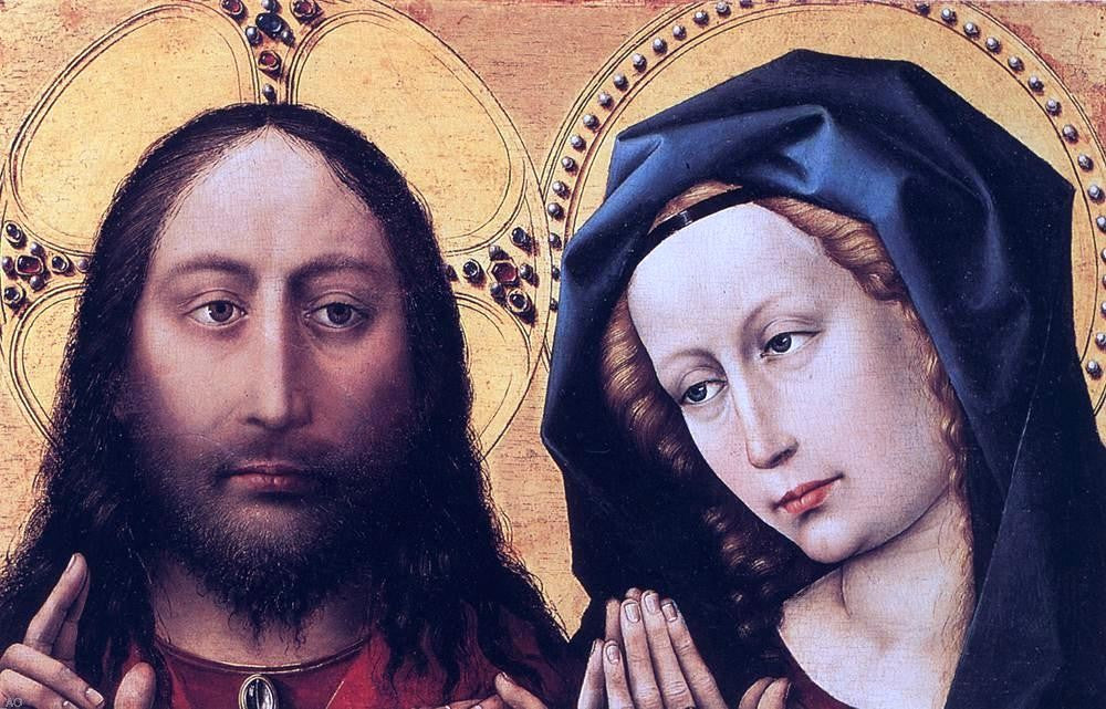 Robert Campin Blessing Christ and Praying Virgin - Canvas Print
