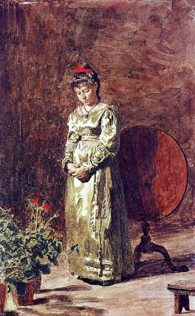 Thomas Eakins Young Girl Meditating - Canvas Print