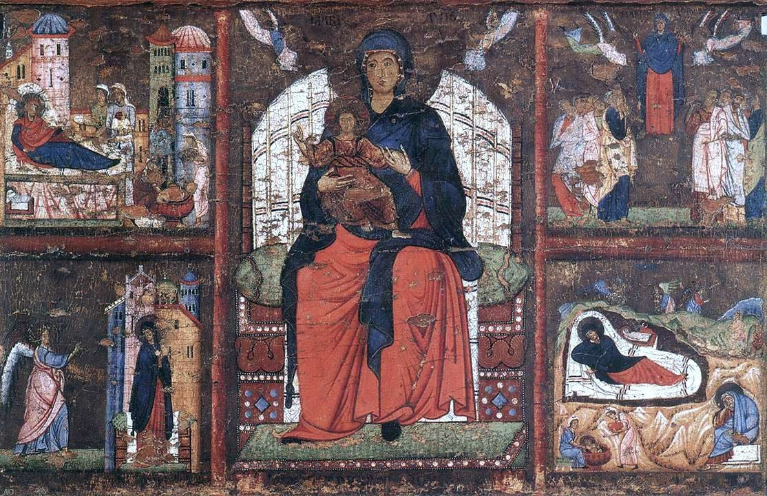 Unknown (4) Masters Virgin and Child Enthroned with Scenes from the Life of the Virgin - Canvas Print