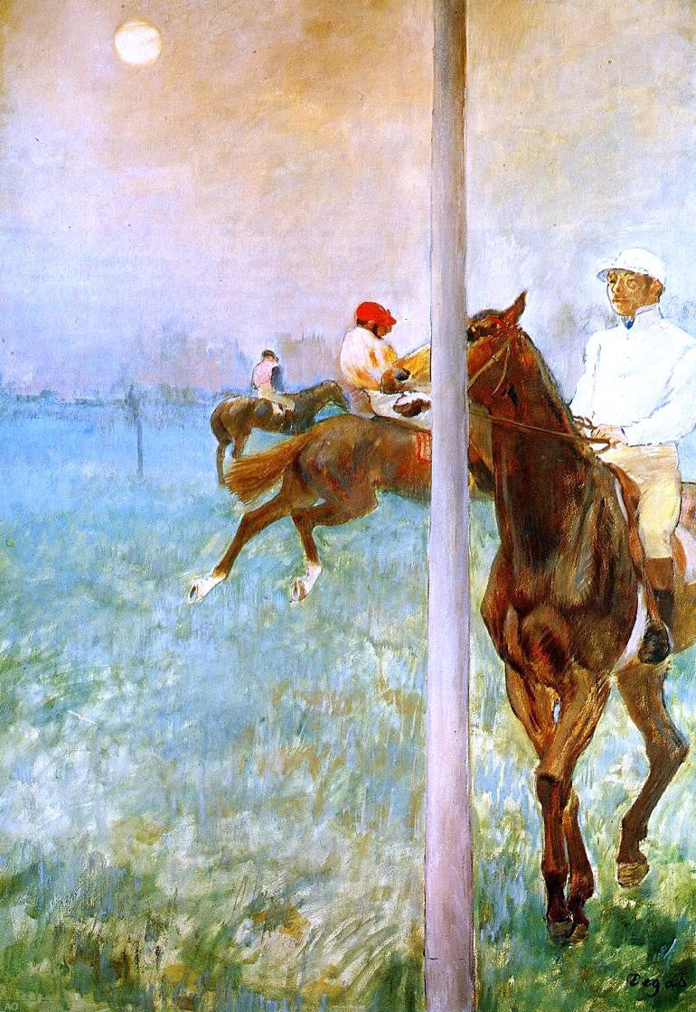Edgar Degas Jockeys Before the Start with Flagpoll - Canvas Print
