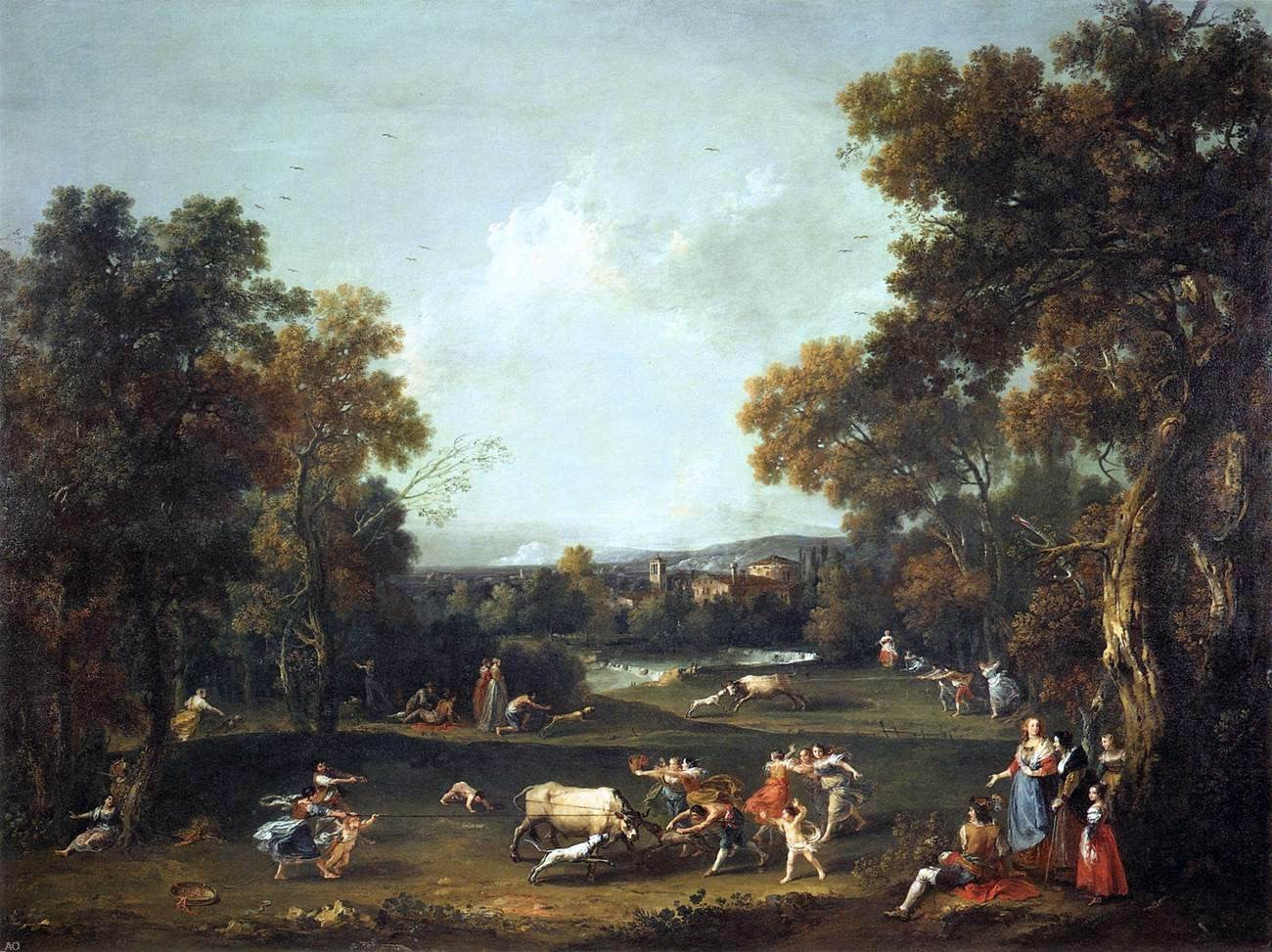 Francesco Zuccarelli Bull-Hunting - Canvas Print