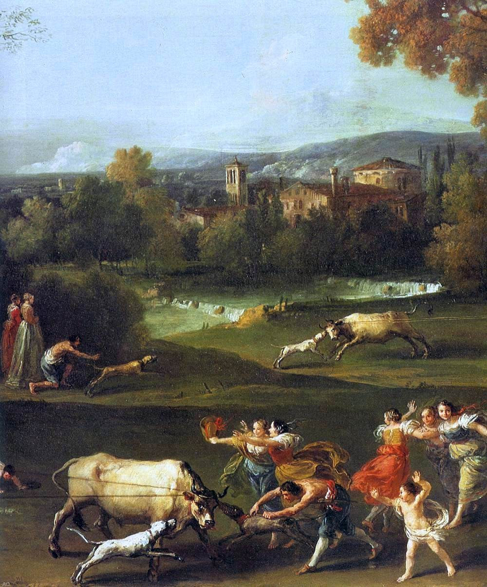 Francesco Zuccarelli Bull-Hunting (detail) - Canvas Print