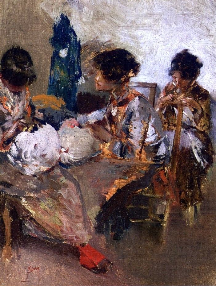 Robert Frederick Blum Venetian Lace Makers - Canvas Print