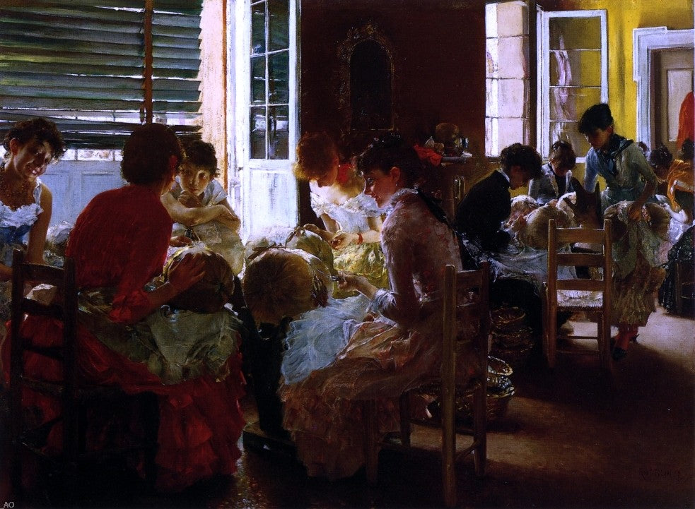 Robert Frederick Blum Venetian Lace Makers (also known as Venetian Lace Workers) - Canvas Print