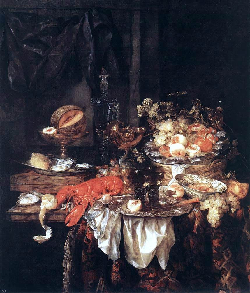 Abraham Van Beyeren Banquet Still-Life with a Mouse - Canvas Print