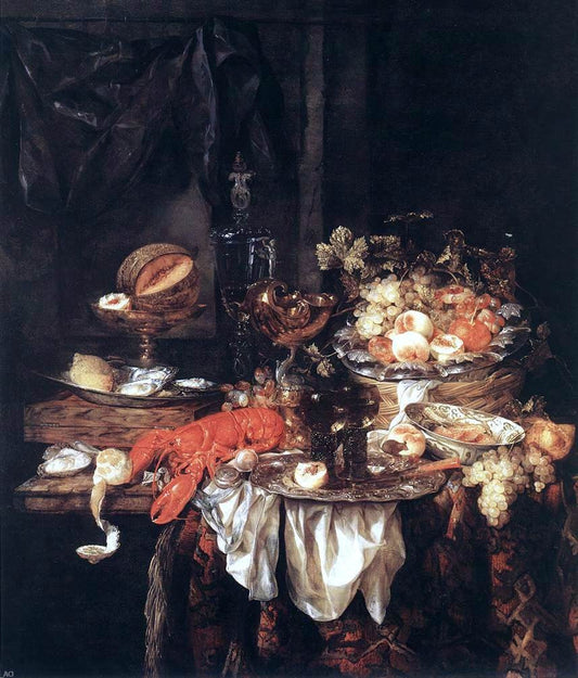 Abraham Van Beyeren Banquet Still-Life with a Mouse - Canvas Print