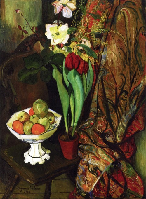 Suzanne Valadon Still Life with Tulips and Fruit Bowl - Canvas Print