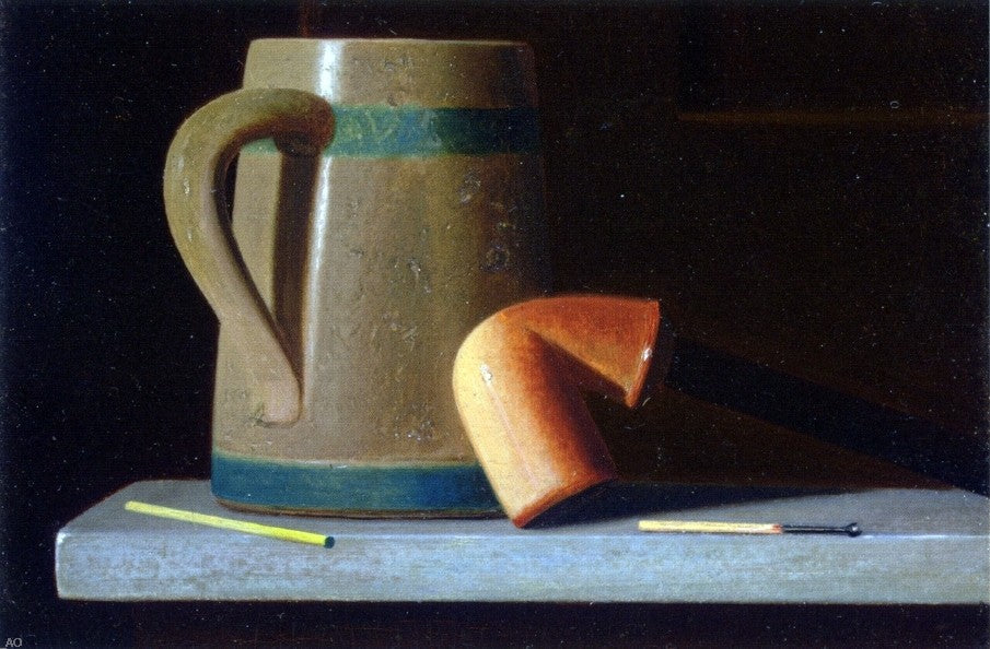John Frederick Peto Still Life with Mug and Pipe - Canvas Print