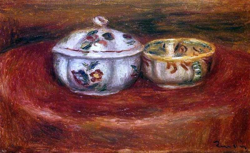 Pierre Auguste Renoir Sugar Bowl and Earthenware Bowl - Canvas Print