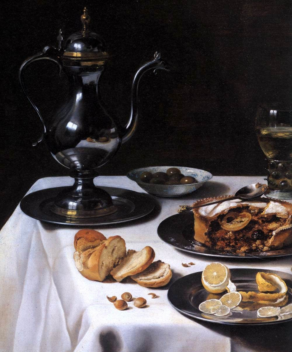Pieter Claesz Still-life with Turkey-Pie (detail) - Canvas Print