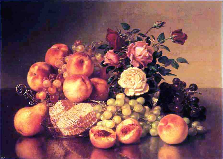 Robert Spear Dunning Still Life with Peaches - Canvas Print