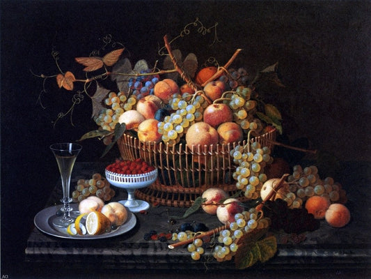 Severin Roesen Still Life with Fruit and Vase - Canvas Print