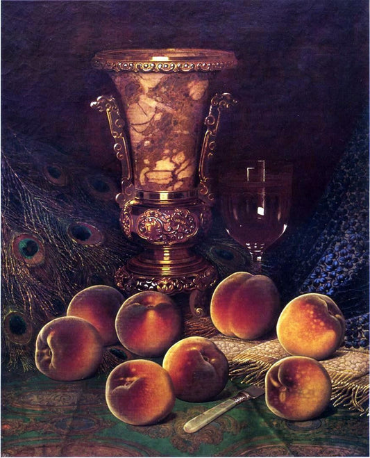 William Mason Brown Still Life with Peaches and Marble Vase - Canvas Print