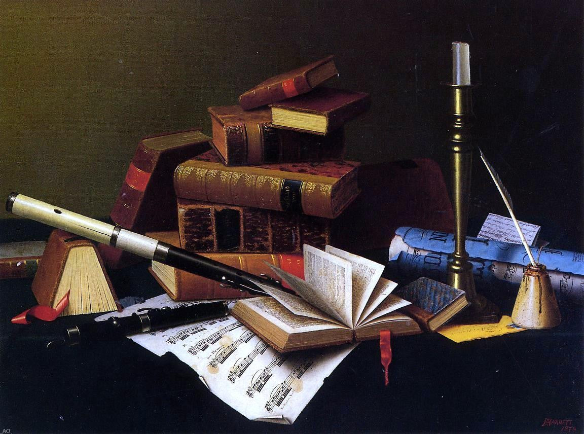 William Michael Harnett Music and Literature - Canvas Print