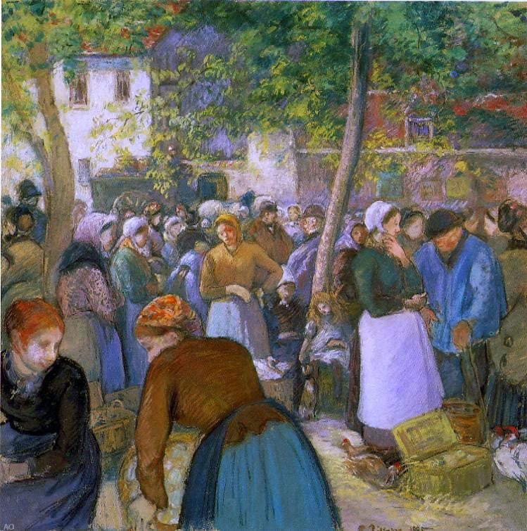 Camille Pissarro The Poultry Market - Canvas Print