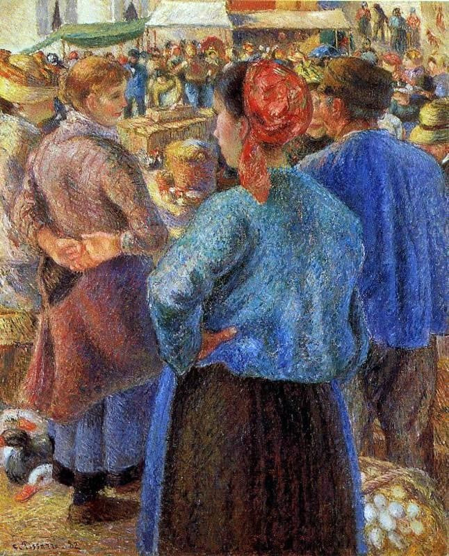 Camille Pissarro The Poultry Market at Pontoise - Canvas Print