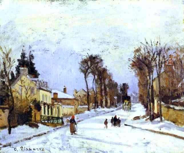 Camille Pissarro The Road to Versailles at Louveciennes (also known as The Effect of Snow) - Canvas Print